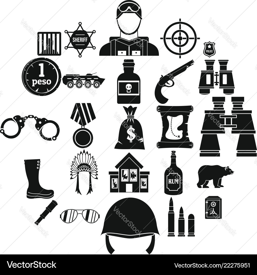 Shot icons set simple style Vector Image