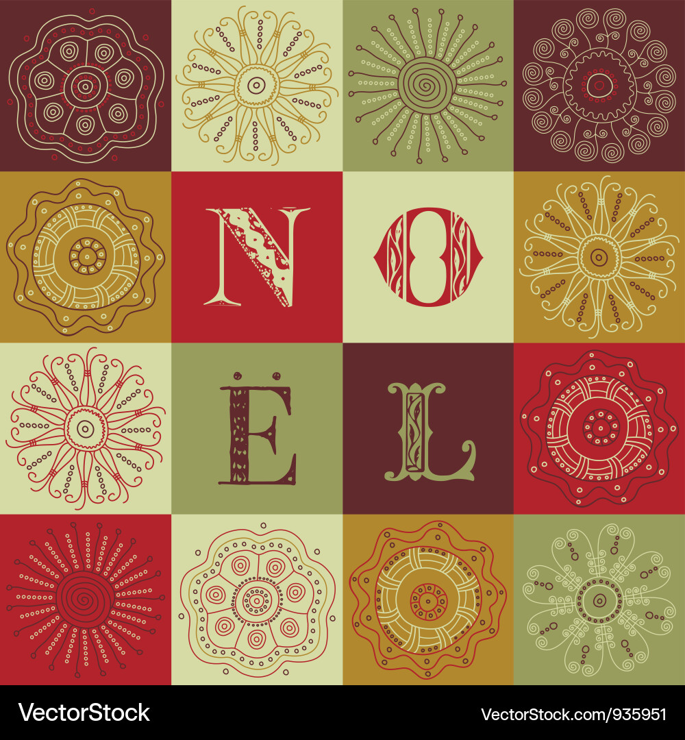 Vintage Christmas Noel Pattern Vector Image