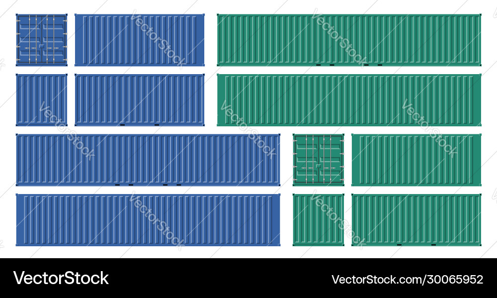 Cargo Container Mockup - Multiple Views Vector Image