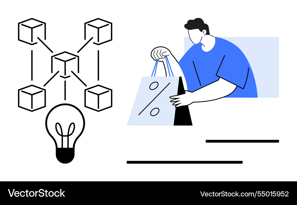 Combination of e-commerce and blockchain Combination of e-commerce and blockchain vector image