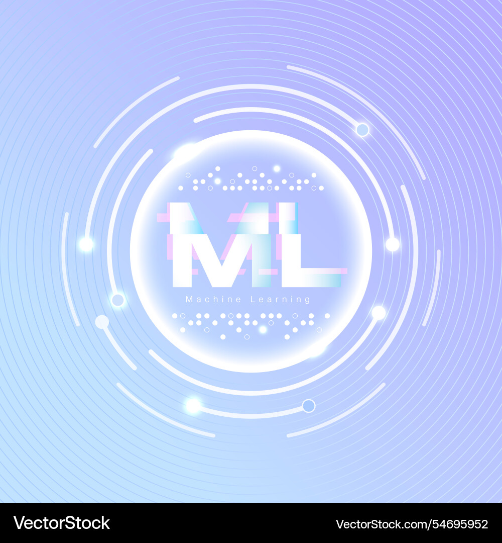 Concept of machine learning ml on a bright Concept of machine learning ml on a bright Vector Image