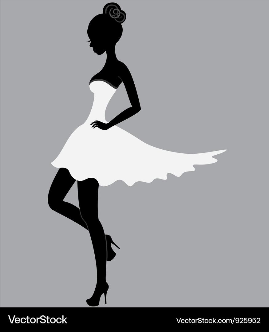 Elegant Woman in White Dress Vector Image