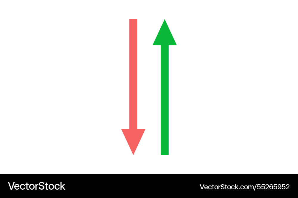 Financial graph with green and red pointers Vector Image