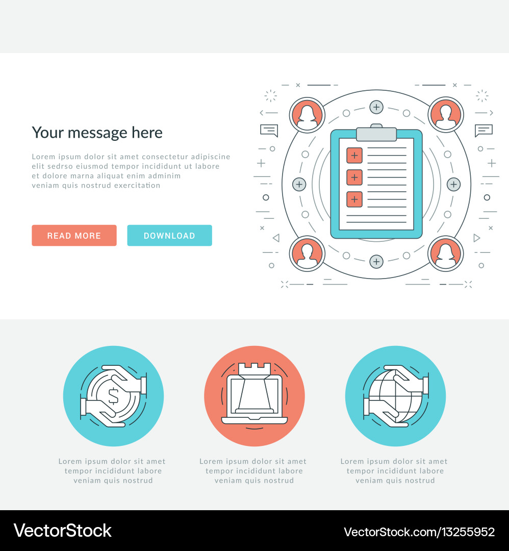 Flat line business concept web site header vector image