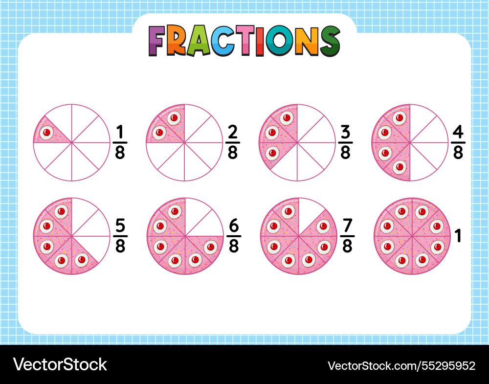 Fractions using pie charts Fractions using pie charts vector image