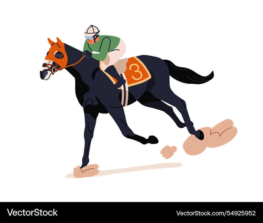 Horse racing galloping on track with jockey Horse racing galloping on track with jockey vector image