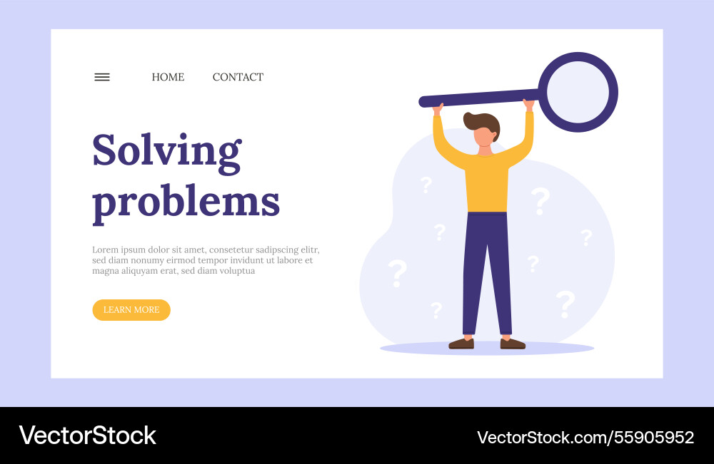 Man with magnifying glass for solving problems Man with magnifying glass for solving problems vector image