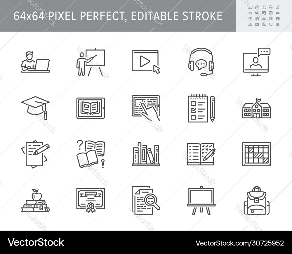 Online education line icons vector image