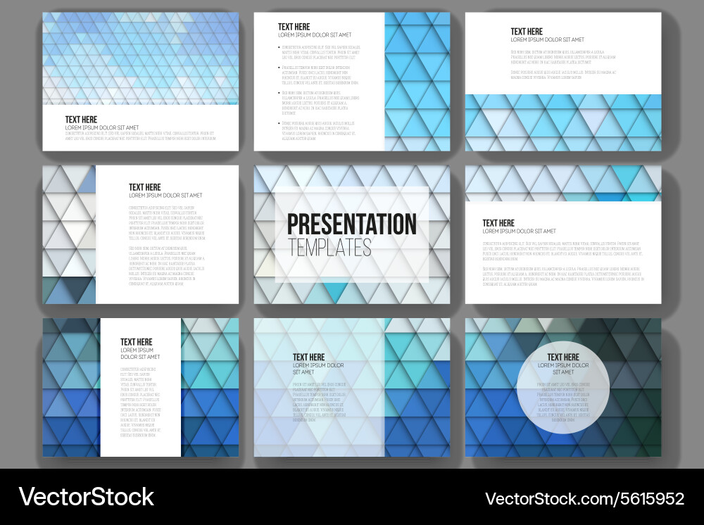 Set of 9 templates for presentation slides vector image