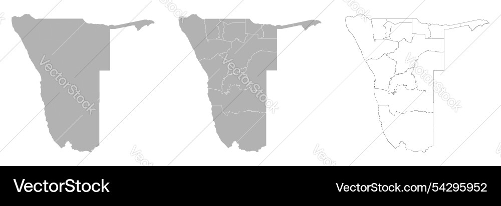 Set of namibia maps with main map and regional vector image