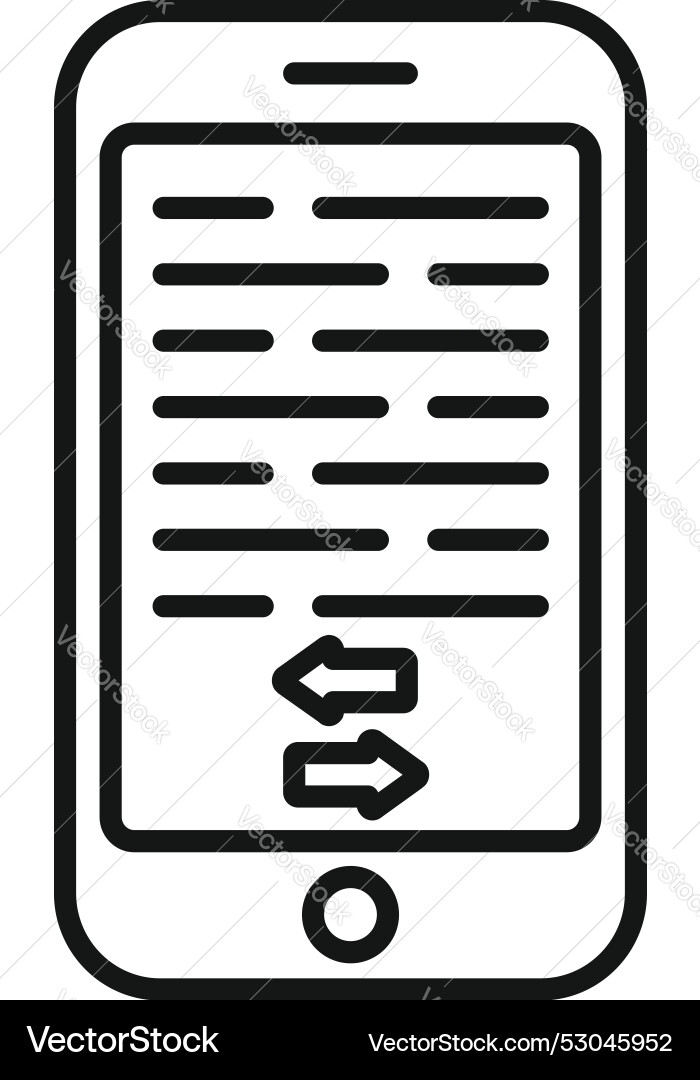 Smartphone showing text message with arrows Smartphone showing text message with arrows vector image