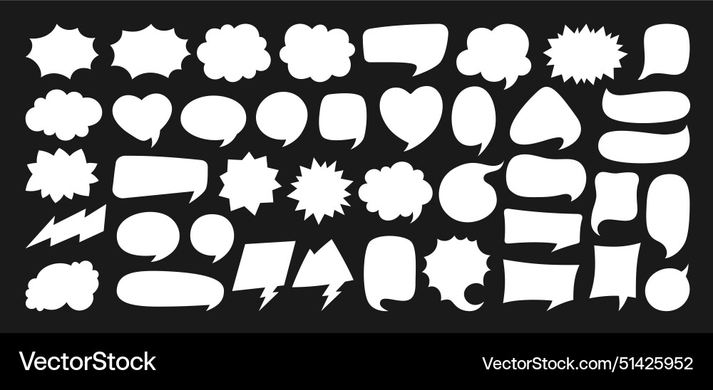 Speech Blase Comic Chat Box Set Silhouette Speech Blase Comic Chat Box Set Silhouette vektorbild