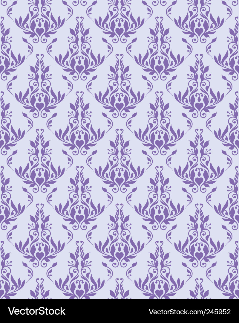 Violet Damask Floral Wallpaper Vector Image