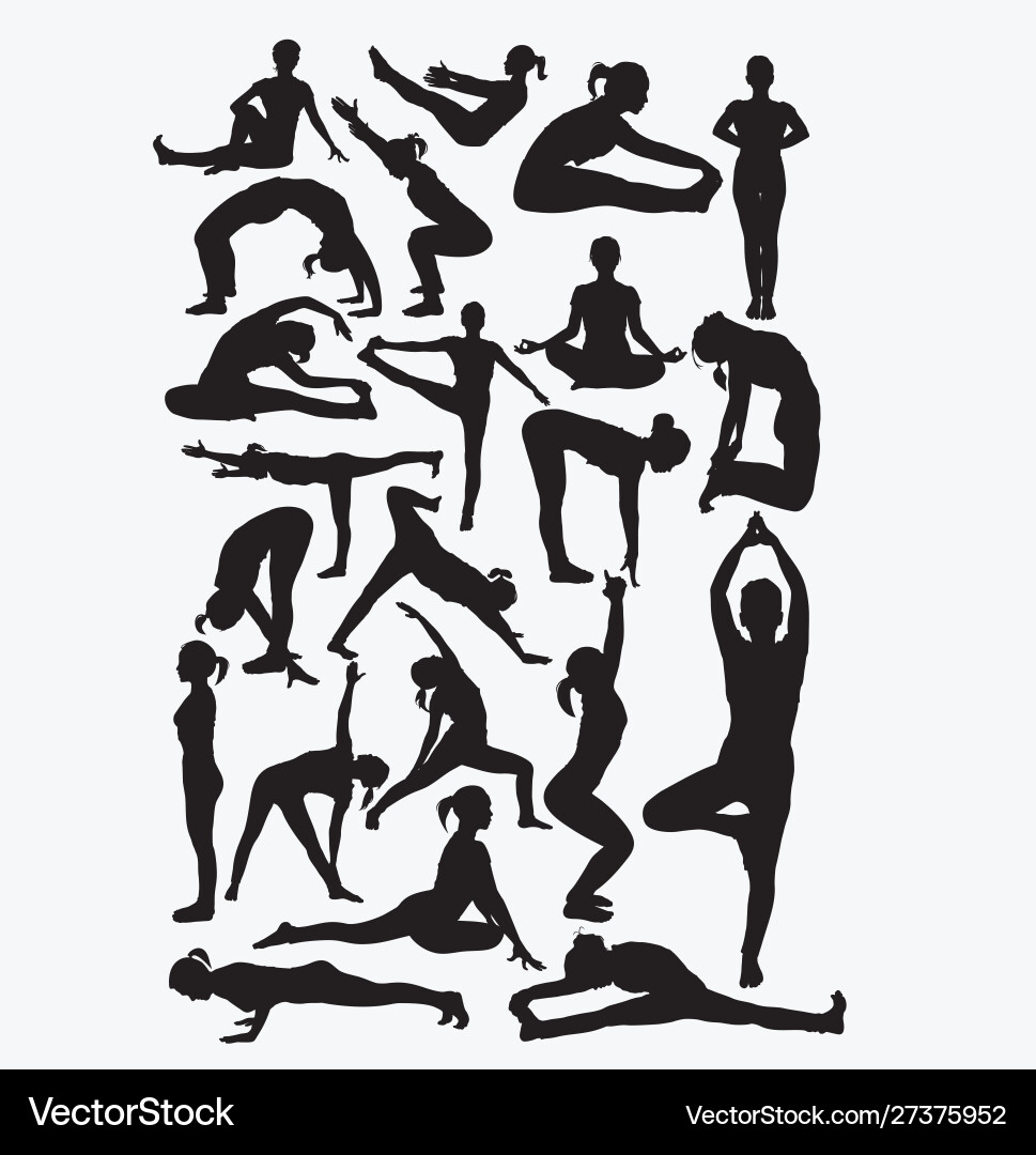 Yoga Pose Silhouettes Vector Image