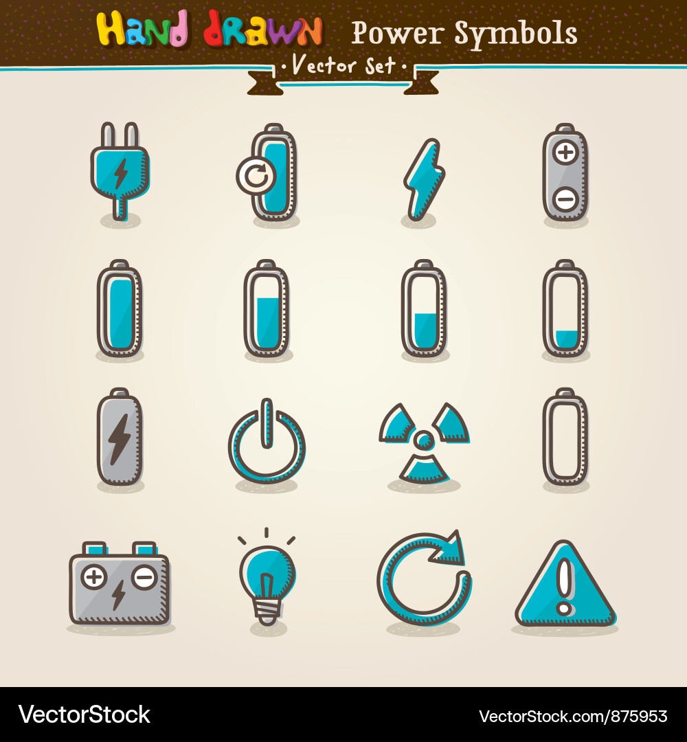 Hand draw power symbols Royalty Free Vector Image
