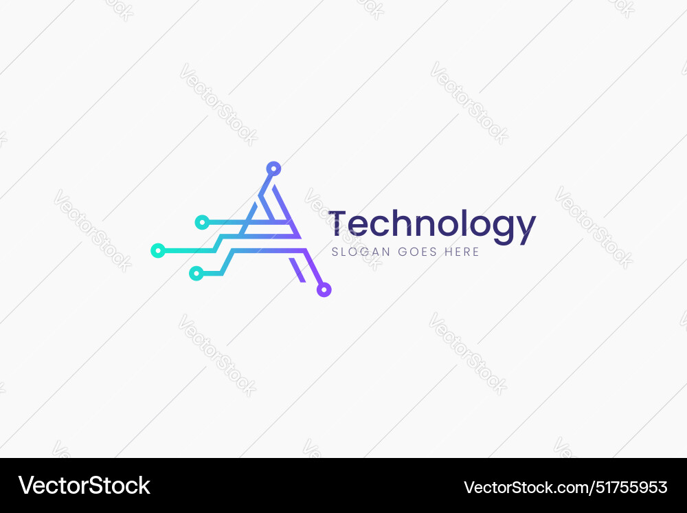 Letter a logo abstract electrical board circuit Letter a logo abstract electrical board circuit vector image