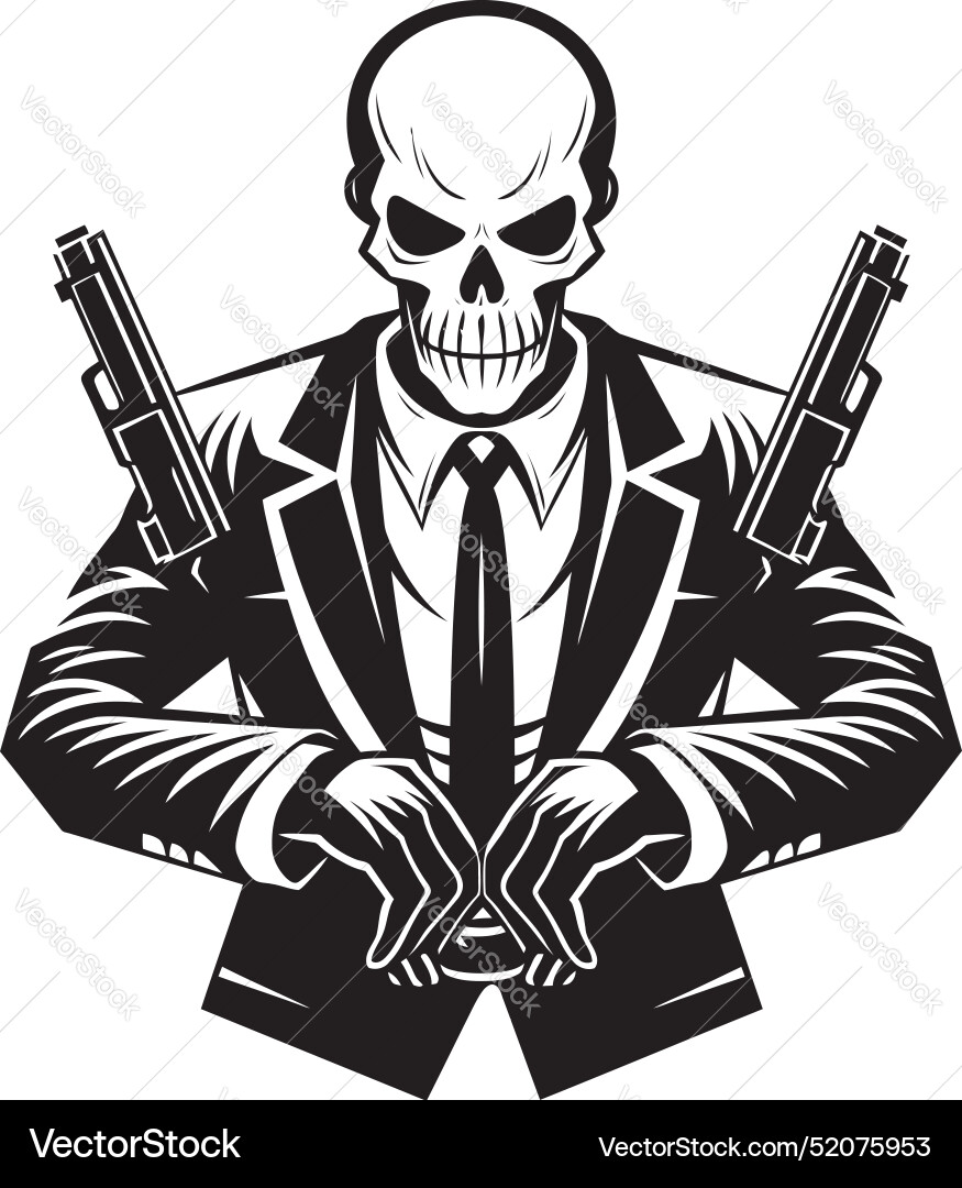Pistol paladin gunslinging skeleton icon bonefire Vector Image
