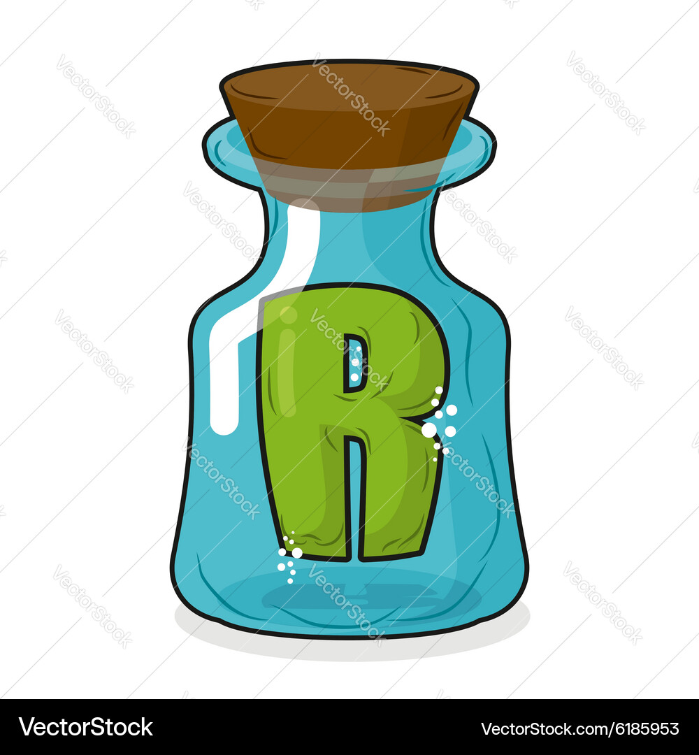 R in magic jar letter to a lab for tests Vector Image