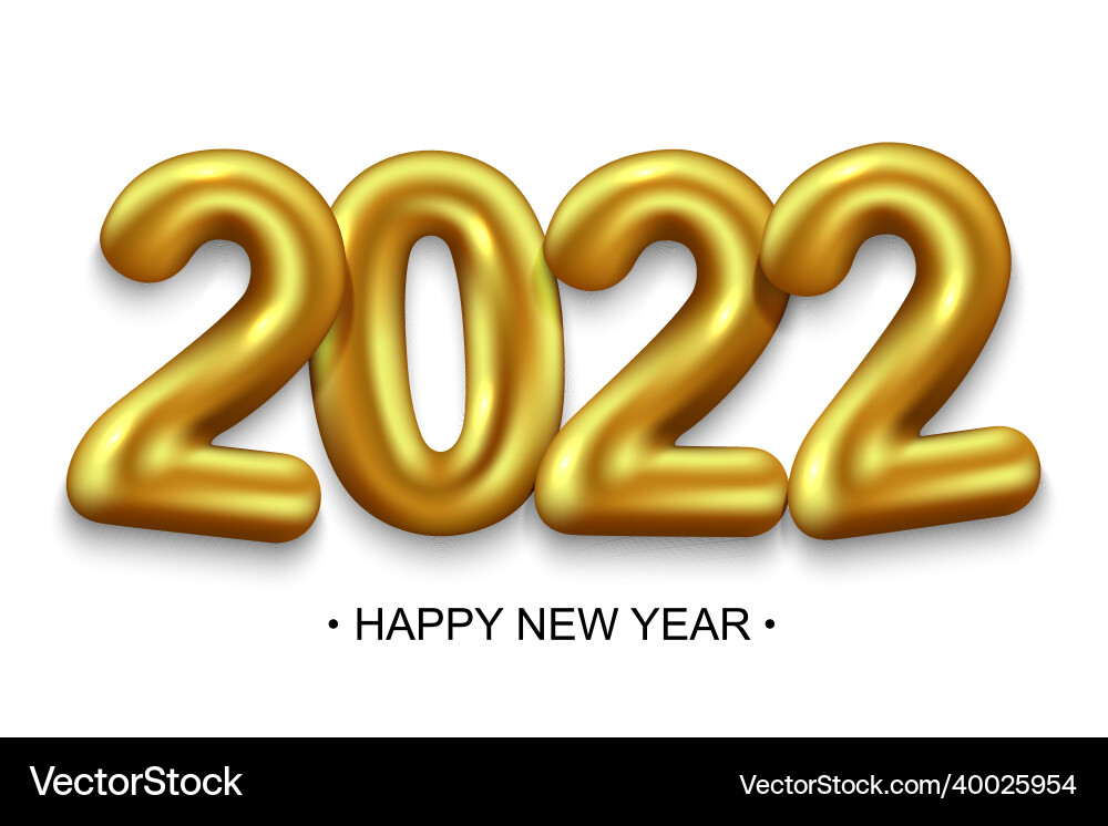 2022 new year background with gold numbers vector image