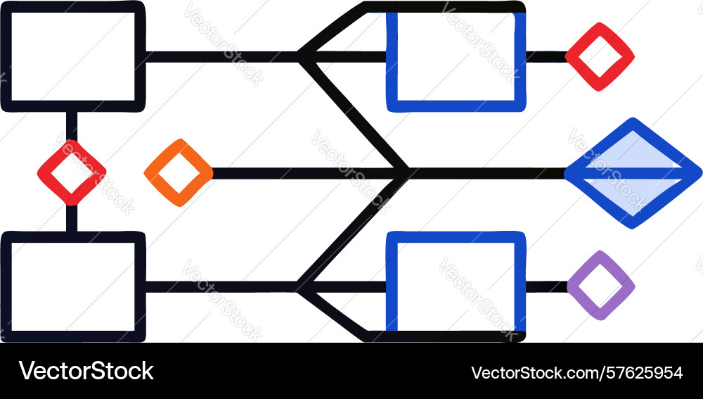 Abstract flowchart elements connected nodes vector image