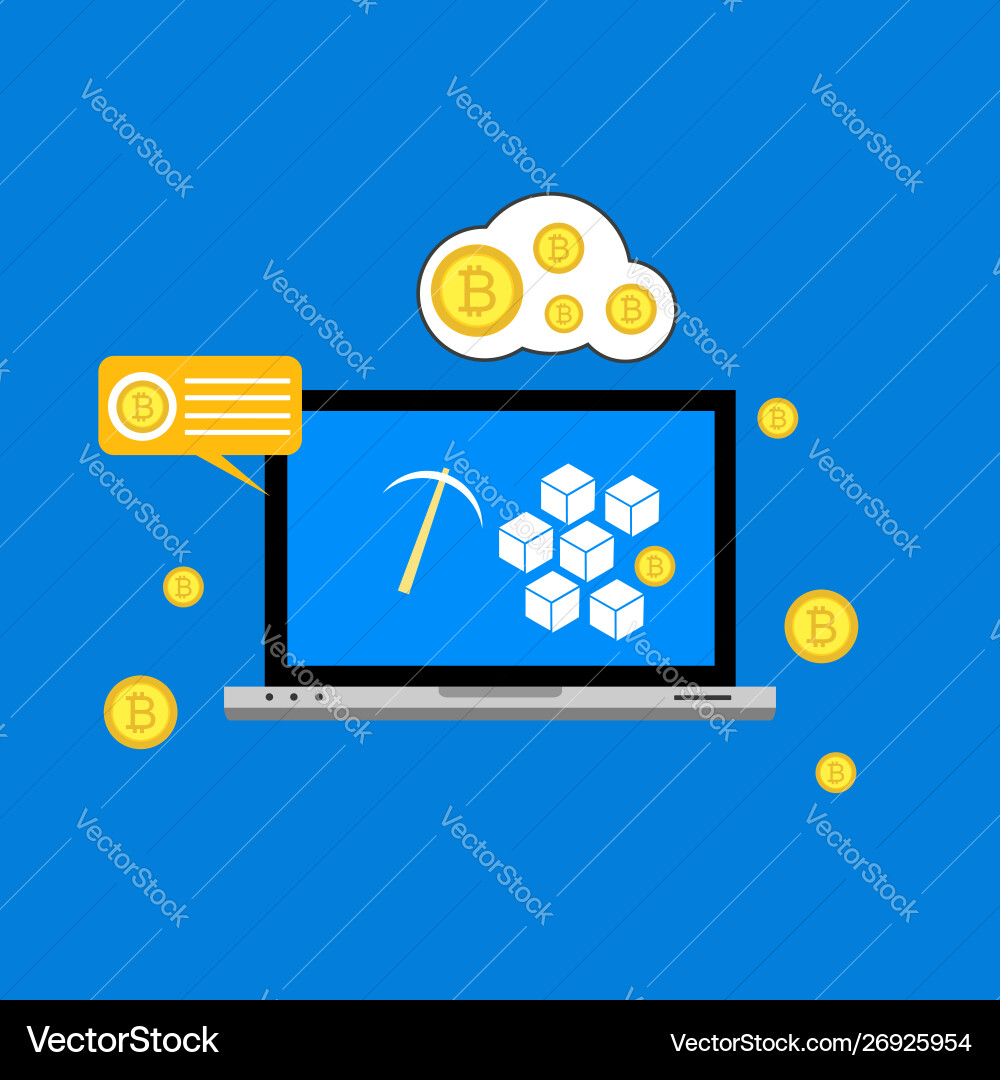 Blockchain scheme mining crypto currency server Blockchain scheme mining crypto currency server vector image