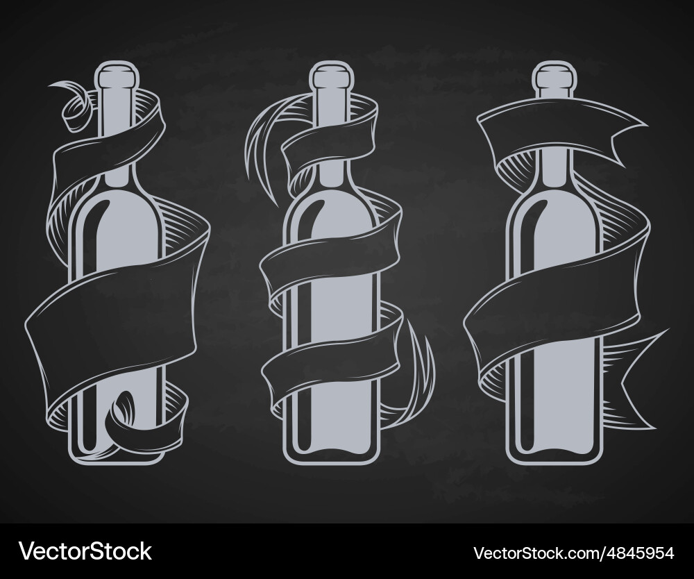 Bottles with ribbon and place for text Vector Image