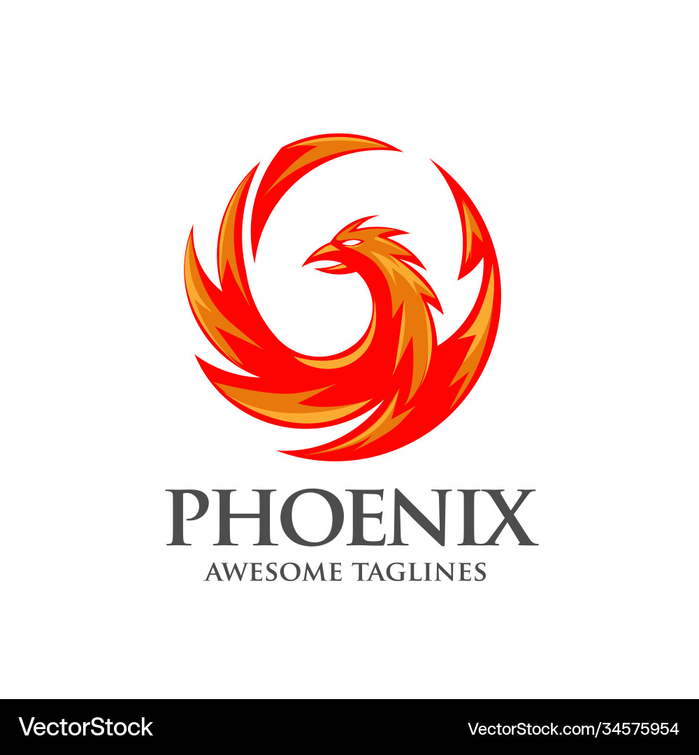 Elegant Phoenix Circle Logo Vector Image