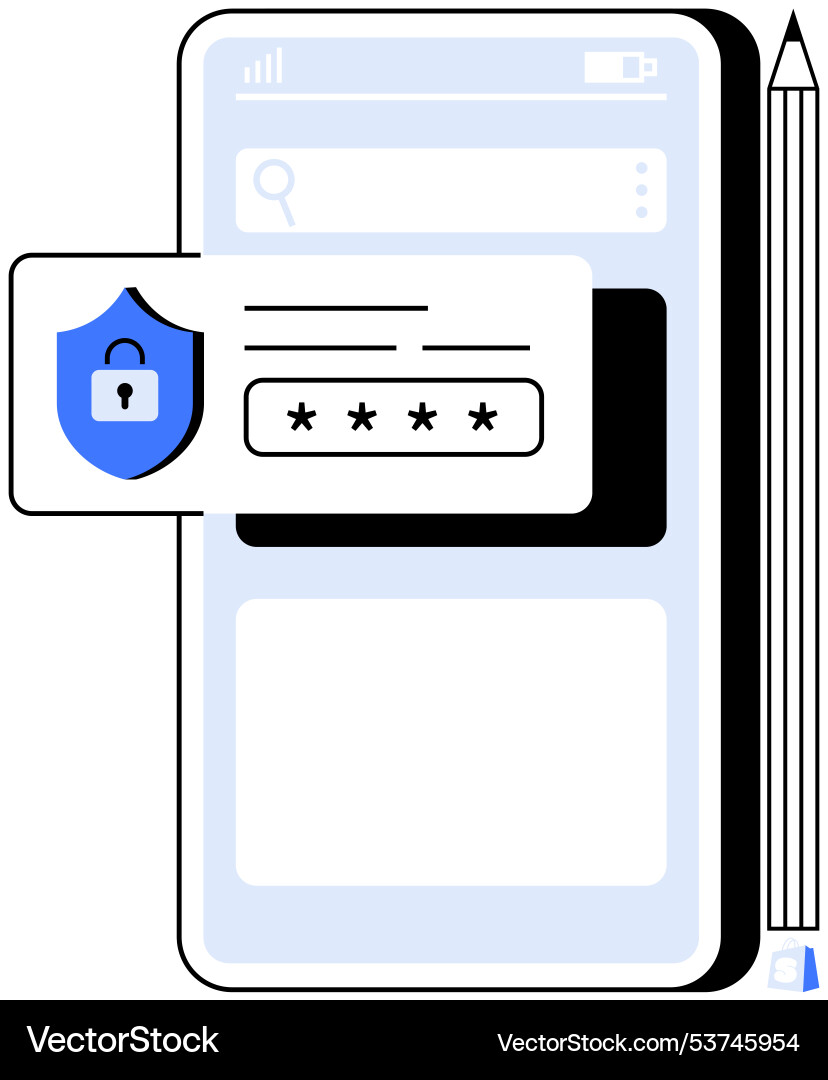 Mobile phone displaying security shield Mobile phone displaying security shield vector image