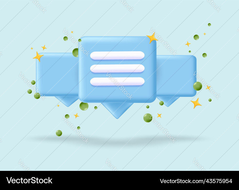 Speech bubble 3d icon message concept realistic Speech bubble 3d icon message concept realistic vector image