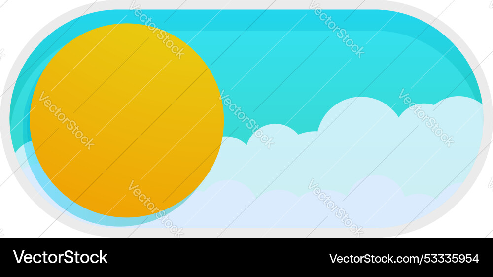Sun shining through clouds on off switch button Sun shining through clouds on off switch button vector image