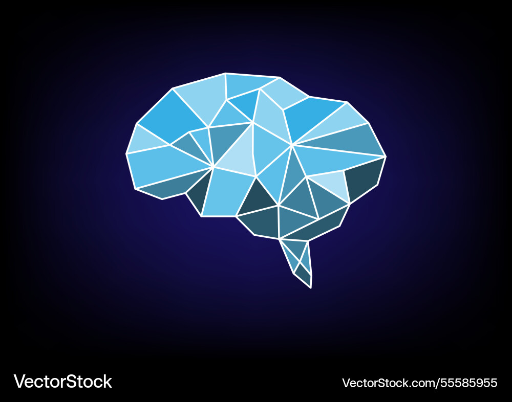 Abstract background with polygon brain flat color vector image