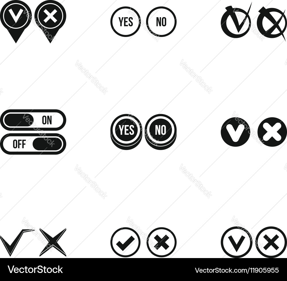 Cross and tick icons set simple style vector image