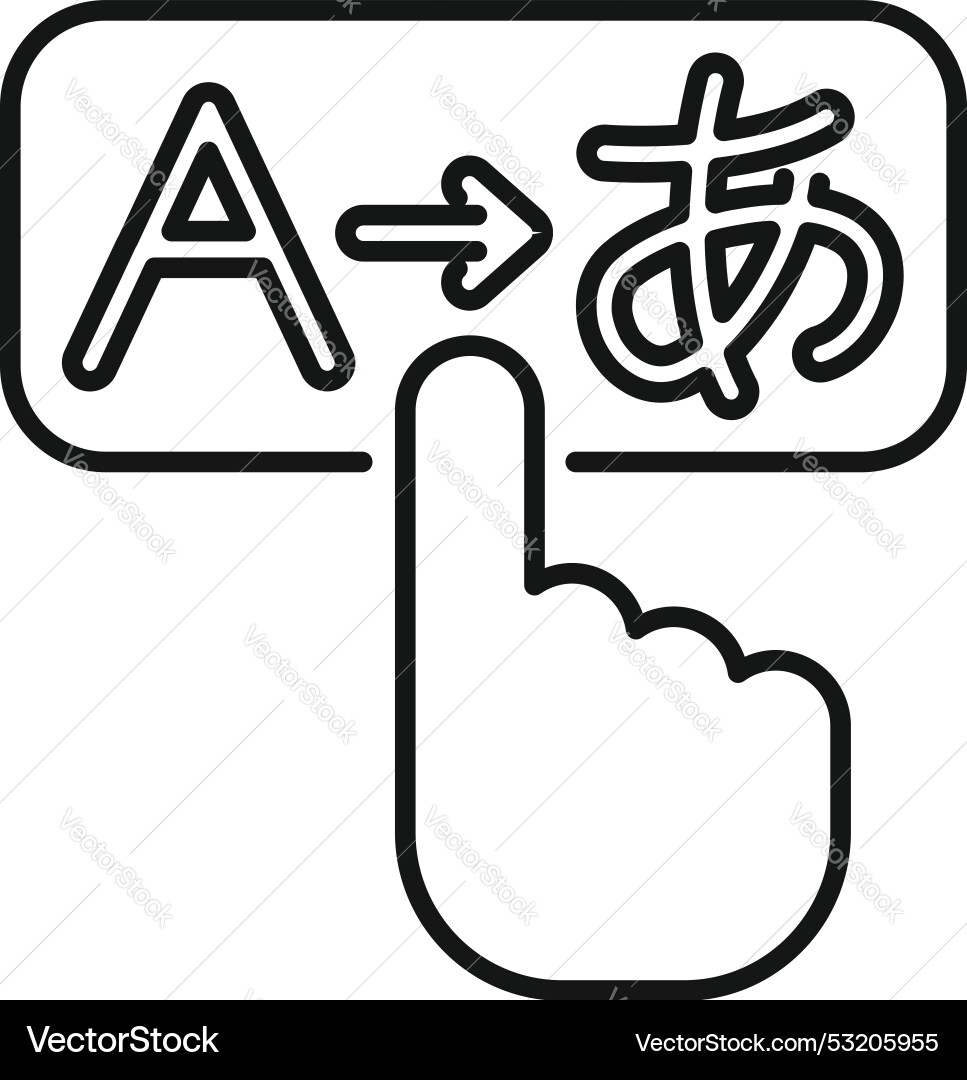 Finger pressing button for language translation Finger pressing button for language translation vector image