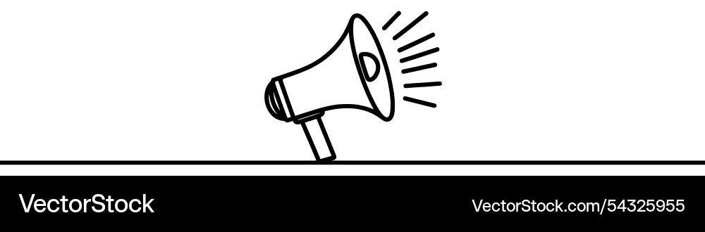Megaphone is drawn with a continuous line Megaphone is drawn with a continuous line Vector Image