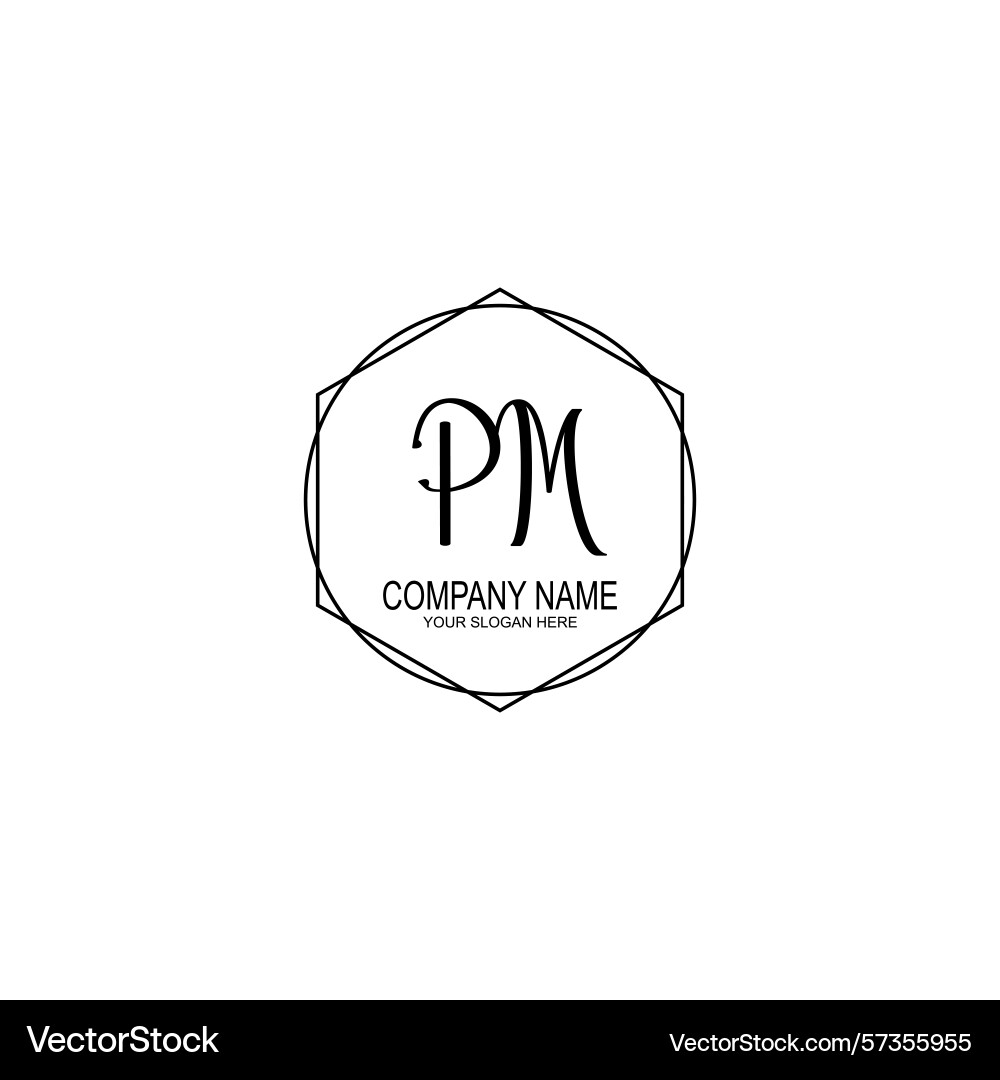 Minimalist handwritten pm initial logos with soft Vector Image