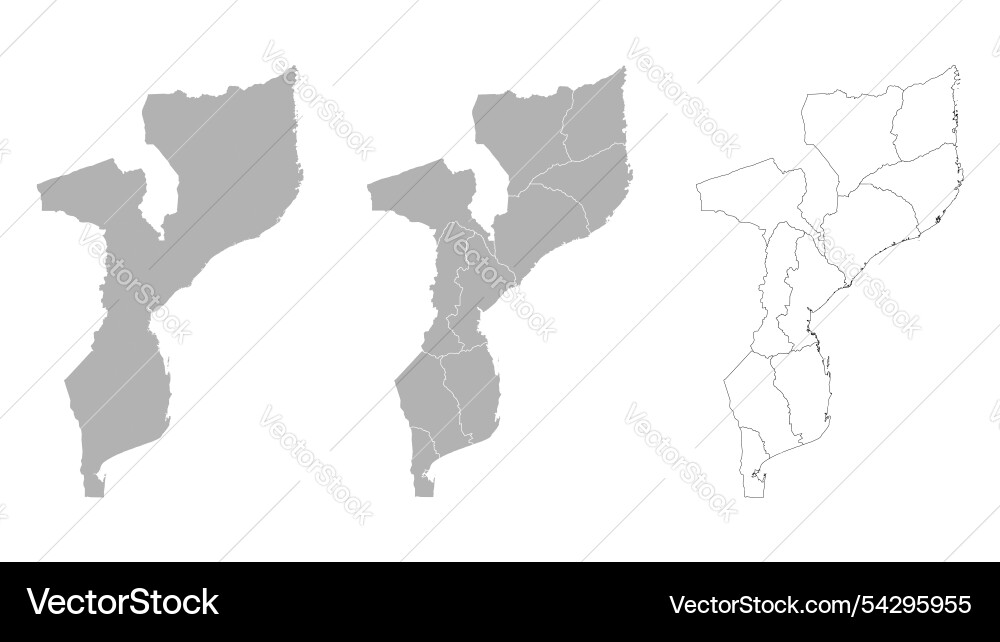 Set of mozambique maps with main map and regional Vector Image