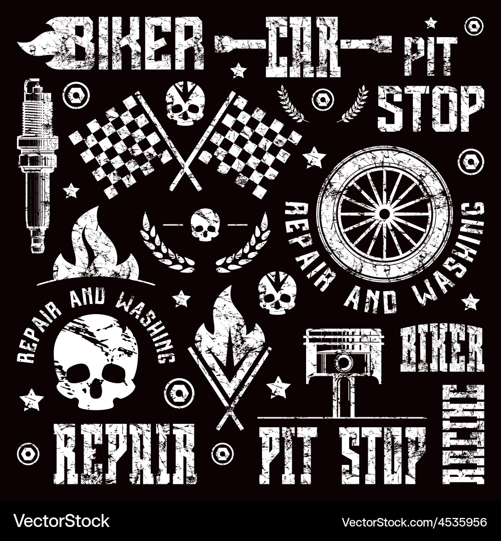 Car Repair & Racing Badges - Vintage Style Vector Image