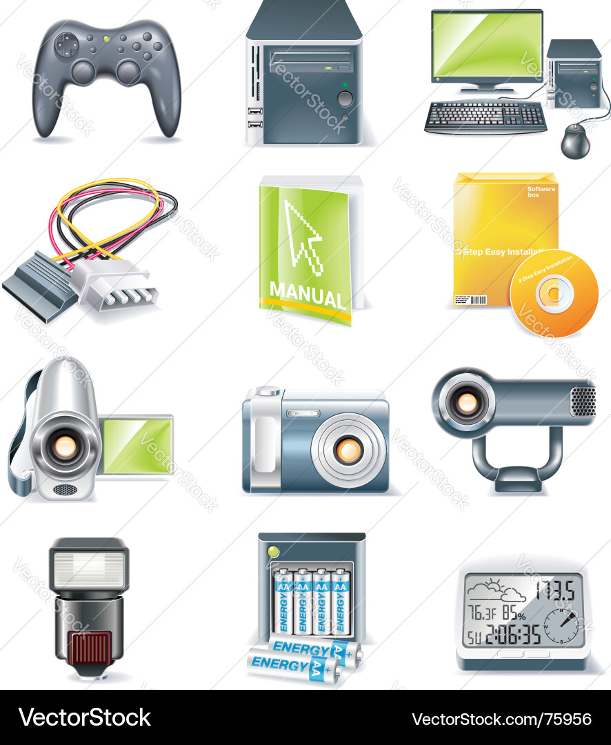 Computer Component Icons Vector Image
