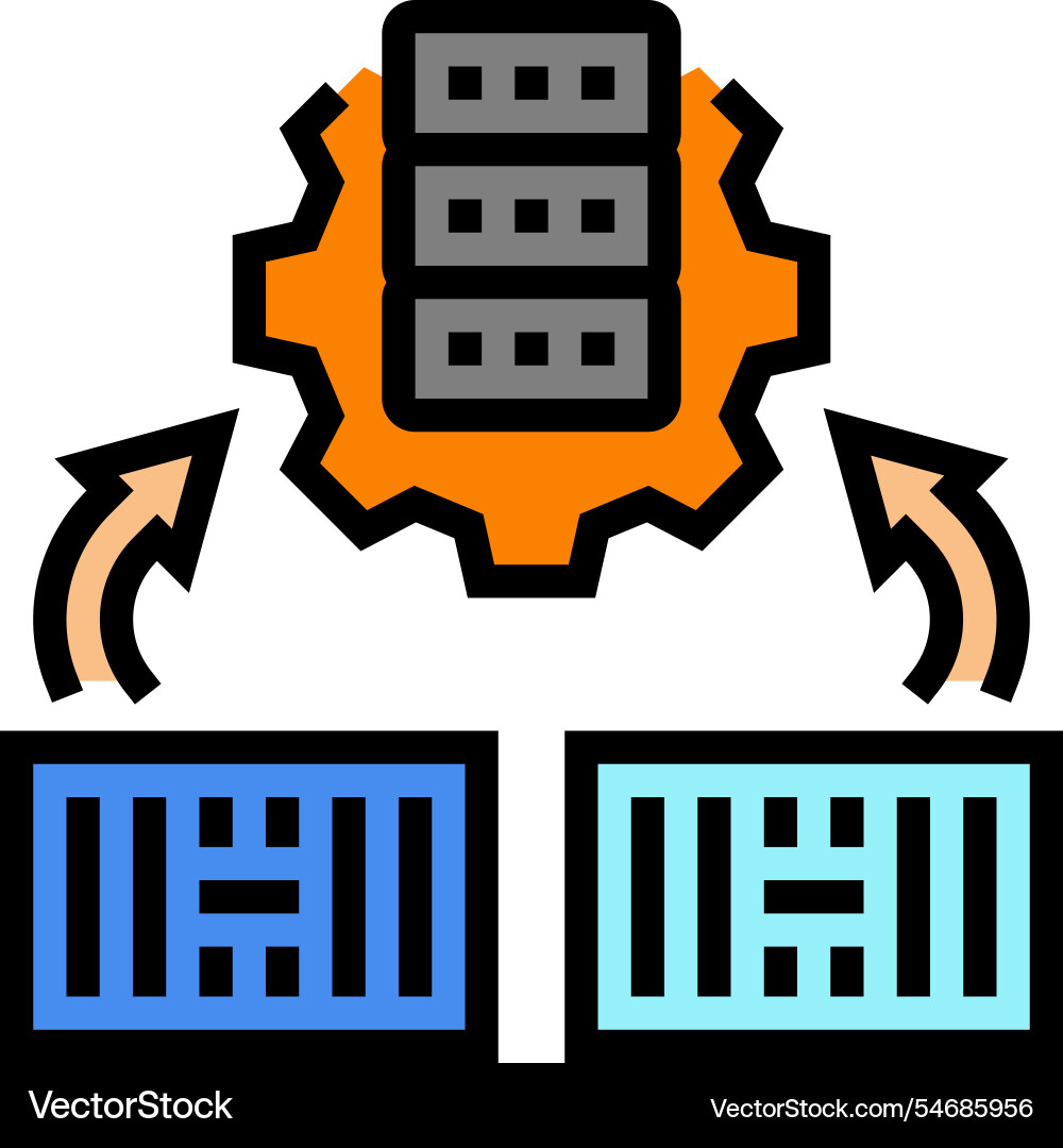 Container orchestration data center color icon Container orchestration data center color icon vector image