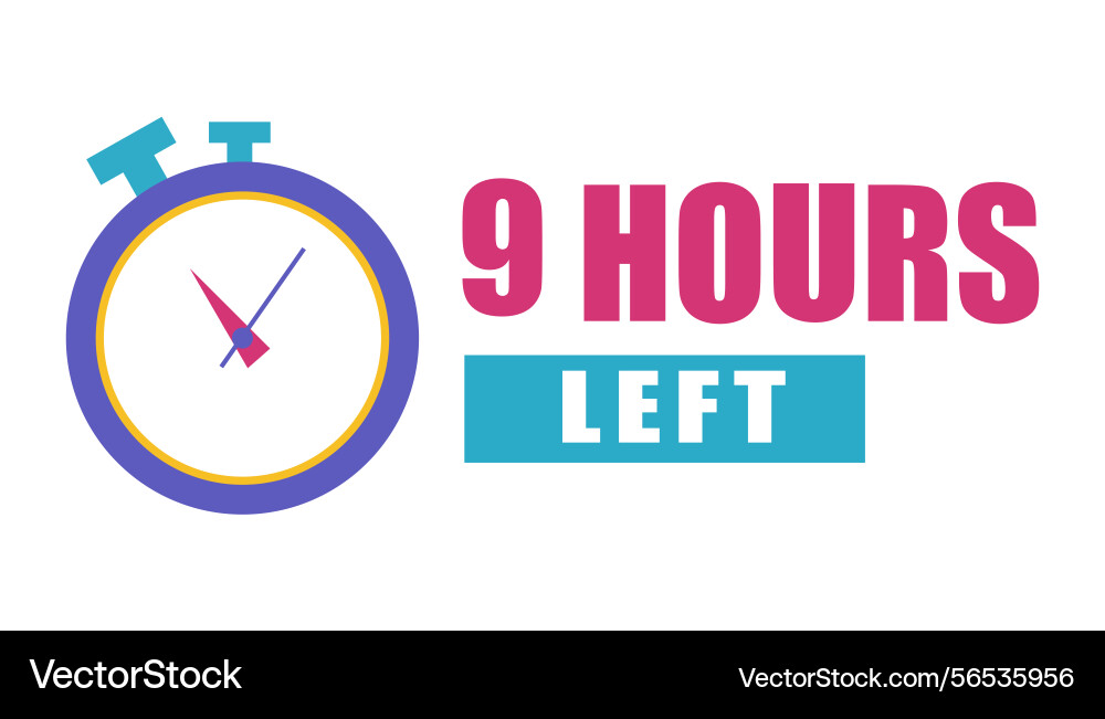 Countdown clock image bold nine hours time Countdown clock image bold nine hours time vector image