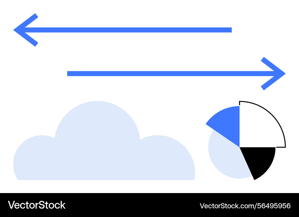Data transfer between cloud systems represented Data transfer between cloud systems represented vector image