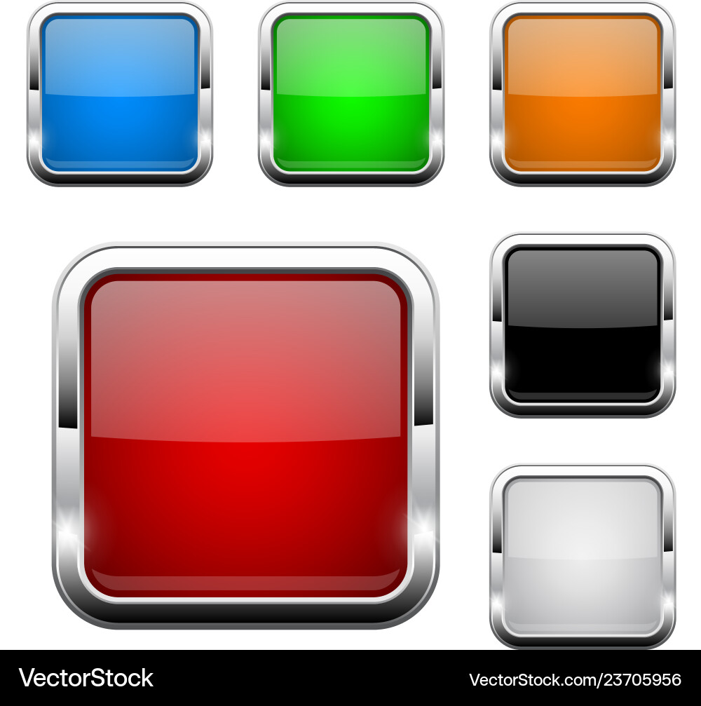 Glass buttons shiny square colored 3d web icons vector image