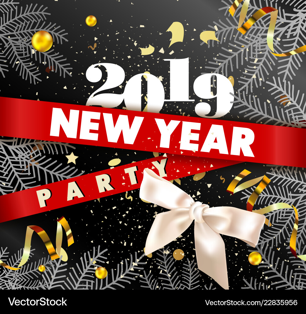 Neues Jahr 2019 Party Werbeplakat mit Fichte Neues Jahr 2019 Party Werbeplakat mit Fichte vektorbild