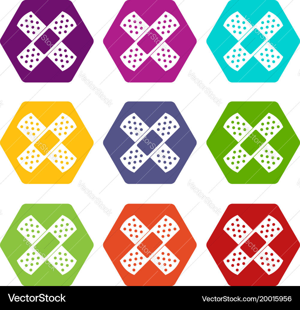 Patch icon set color hexahedron Vector Image