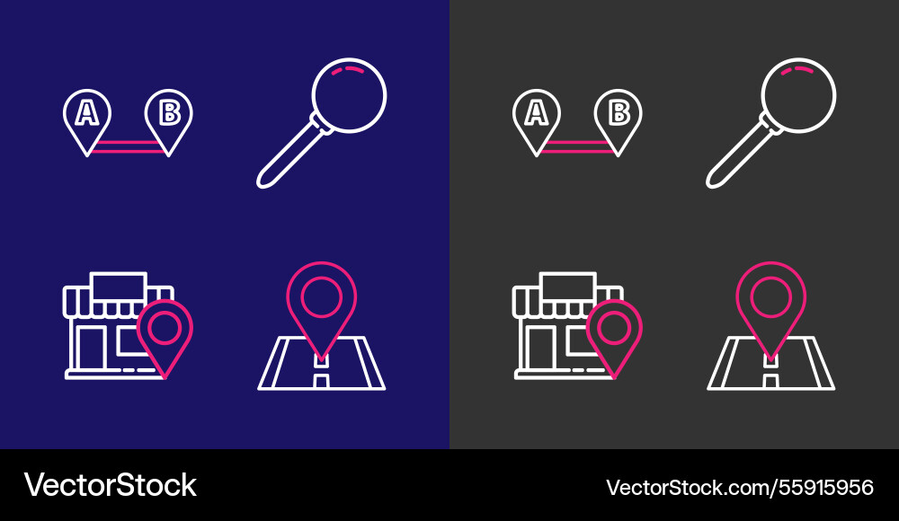 Set line location with store push pin and route Set line location with store push pin and route vector image