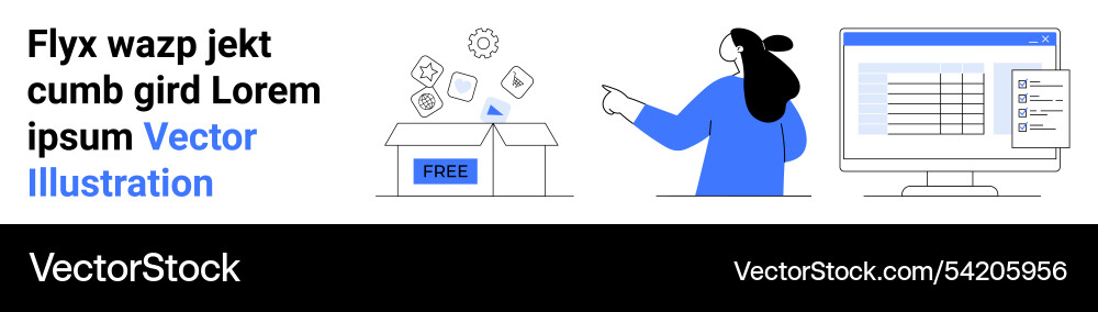 Woman pointing at floating icons over open box Woman pointing at floating icons over open box vector image