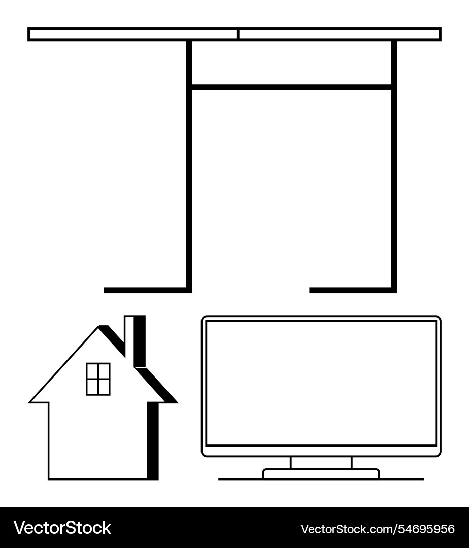 Work from home setup with desk computer monitor Vector Image
