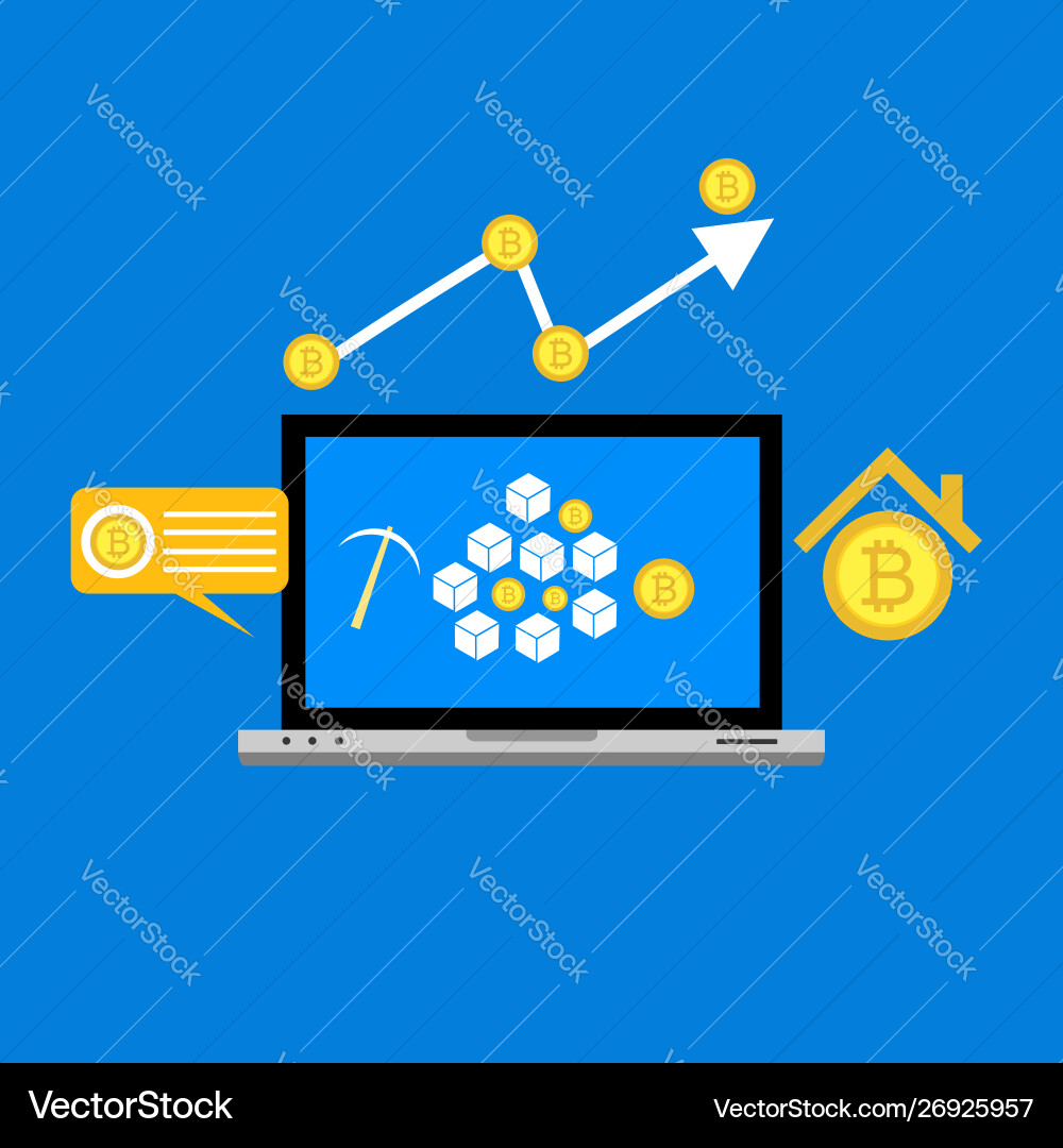 Blockchain scheme mining crypto currency server Blockchain scheme mining crypto currency server vector image