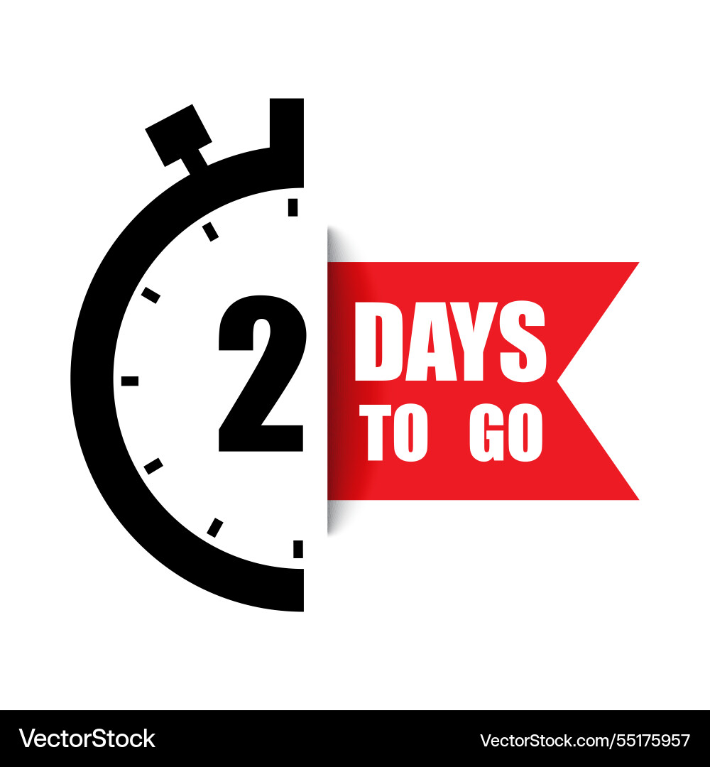 Countdown timer icon number two highlight 2 days Countdown timer icon number two highlight 2 days vector image