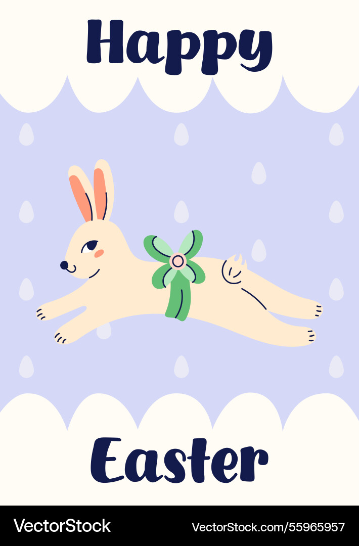 Happy easter simple card with running hare design Happy easter simple card with running hare design Vector Image